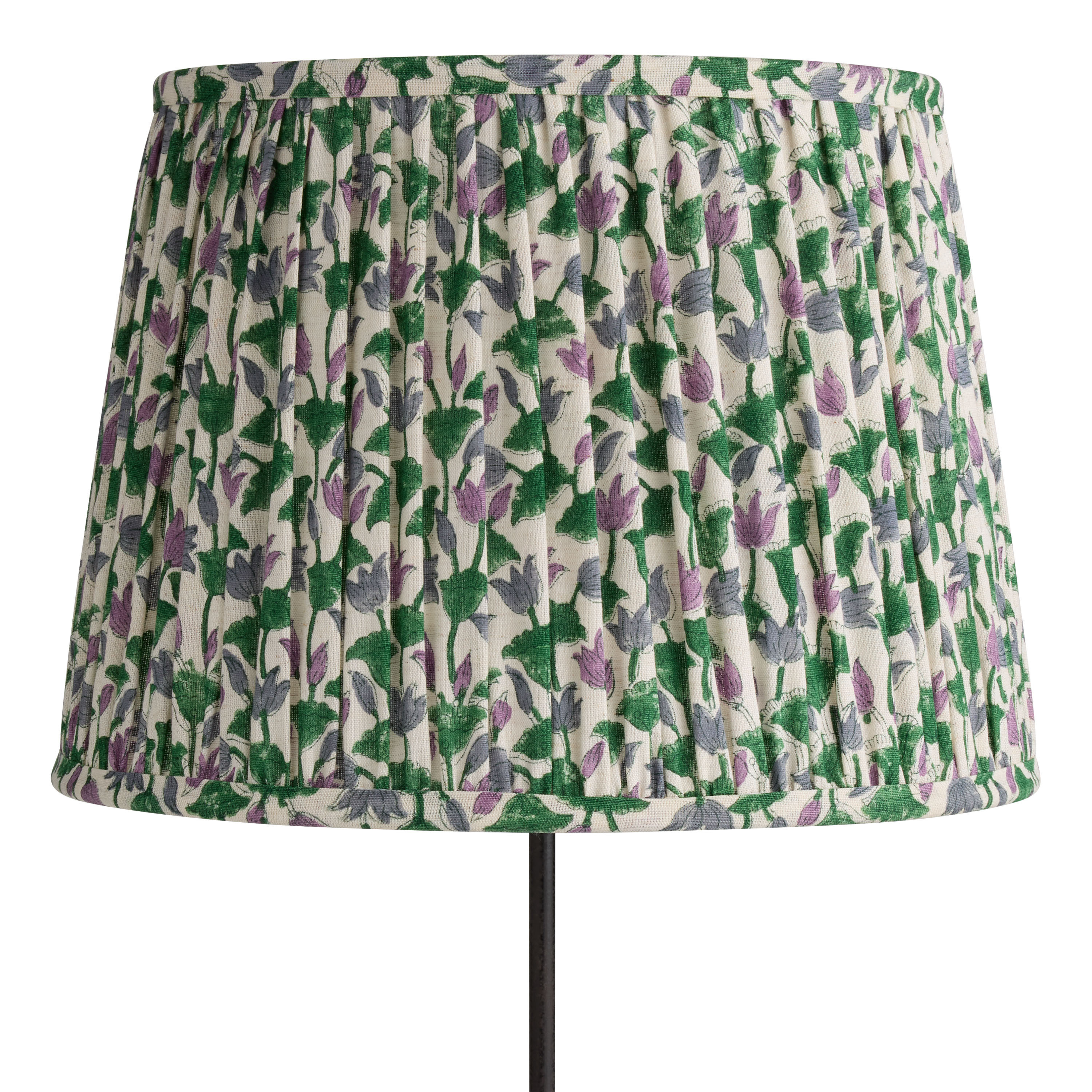Purple Cotton Floral Pleated Block Print Table Lamp Shade | World Market