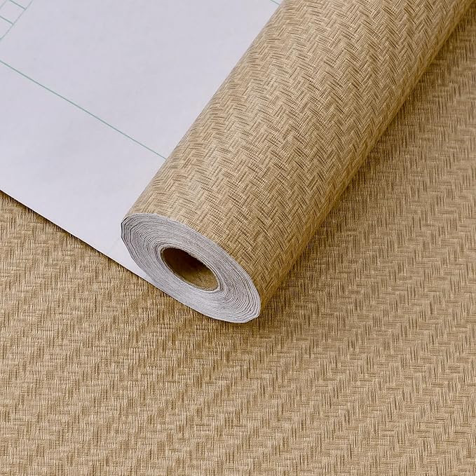 Fabric Wallpaper Textured Contact Paper (24in X 393in) Grasscloth Wallpaper Peel and Stick Faux L... | Amazon (US)