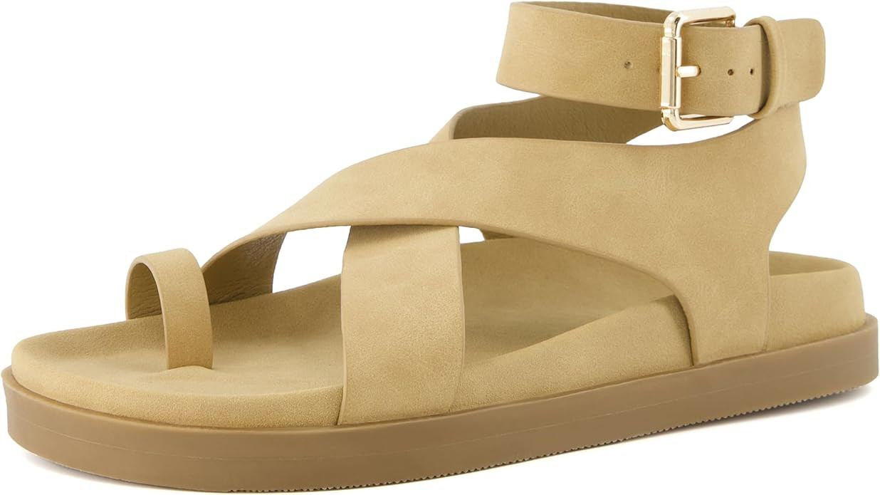 CUSHIONAIRE Women's Entry ankle wrap footbed sandal with +Comfort, Wide Widths Available | Amazon (US)