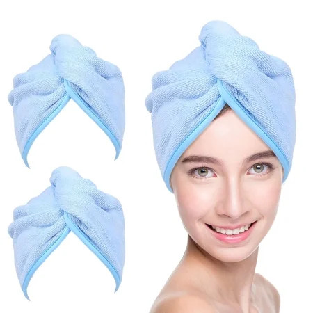 YoulerTex Microfiber Hair Towel Wrap for Women, 2 Pack 10 inch X 26 inch, Super Absorbent Quick Dry  | Walmart (US)