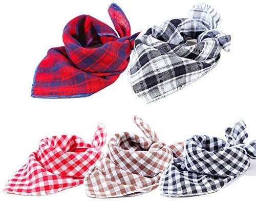 TRAVEL BUS Dog Bandana- 5pcs Washable Dog Bandanas Square Reversible Plaid Stripe Printing Dog Ke... | Amazon (US)