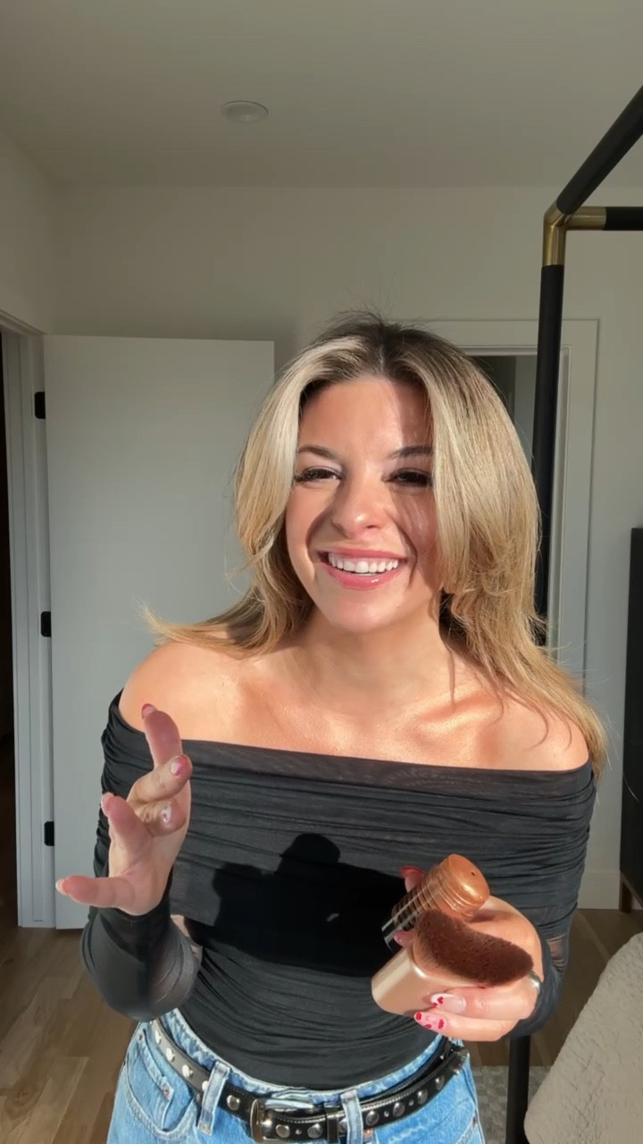 black off the shoulder long sleeve top with jeans everyday elevated look dins body shimmer and favorite self tanner. 

Dibs code: Emerson [unbothered bronze & Strawberry summer]
Loving tan code: emersonlt

Wearing small in top 26 in jeans  

#LTKStyleTip #LTKSaleAlert #LTKBeauty