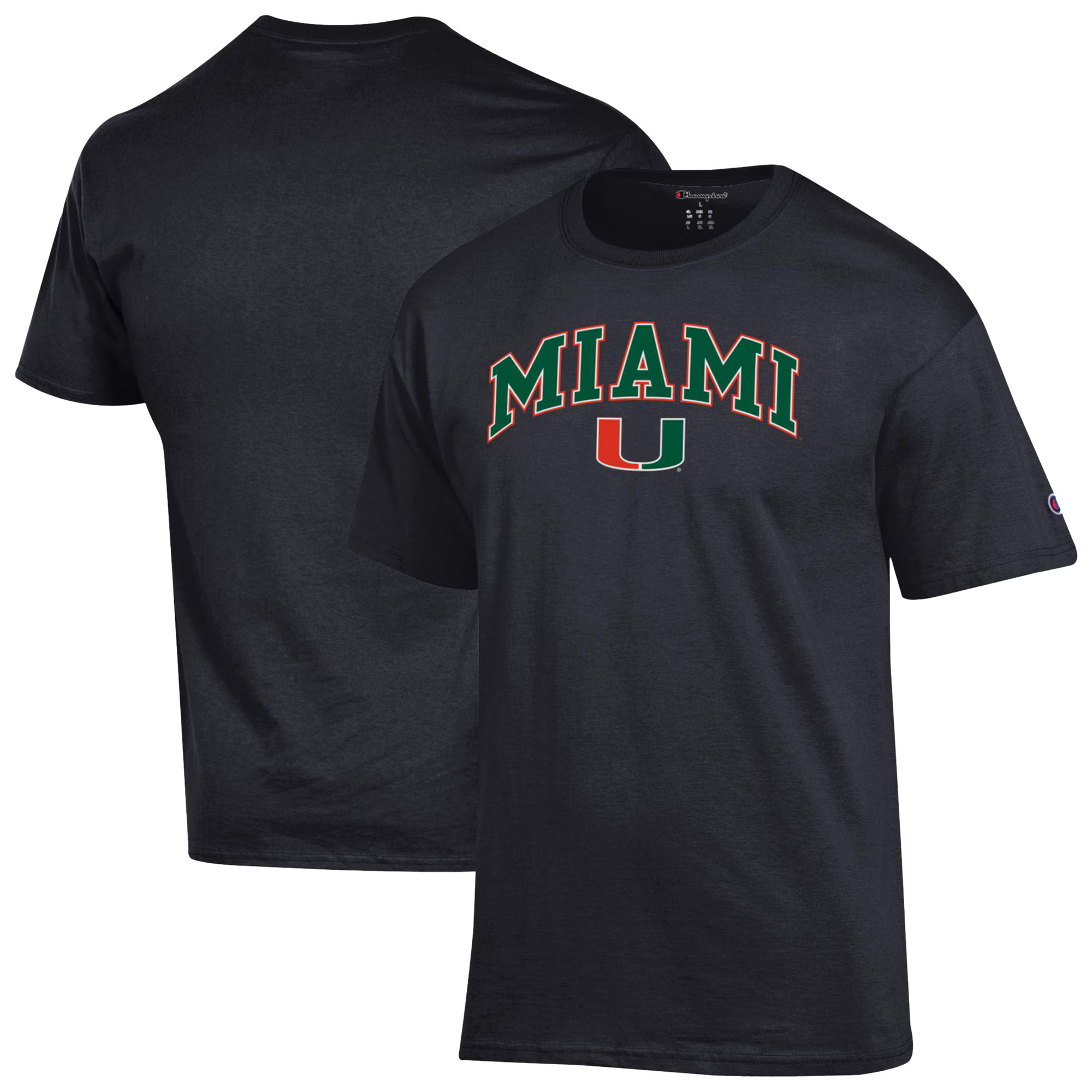 Miami Hurricanes Champion Arched Logo T-Shirt - Black | Fanatics