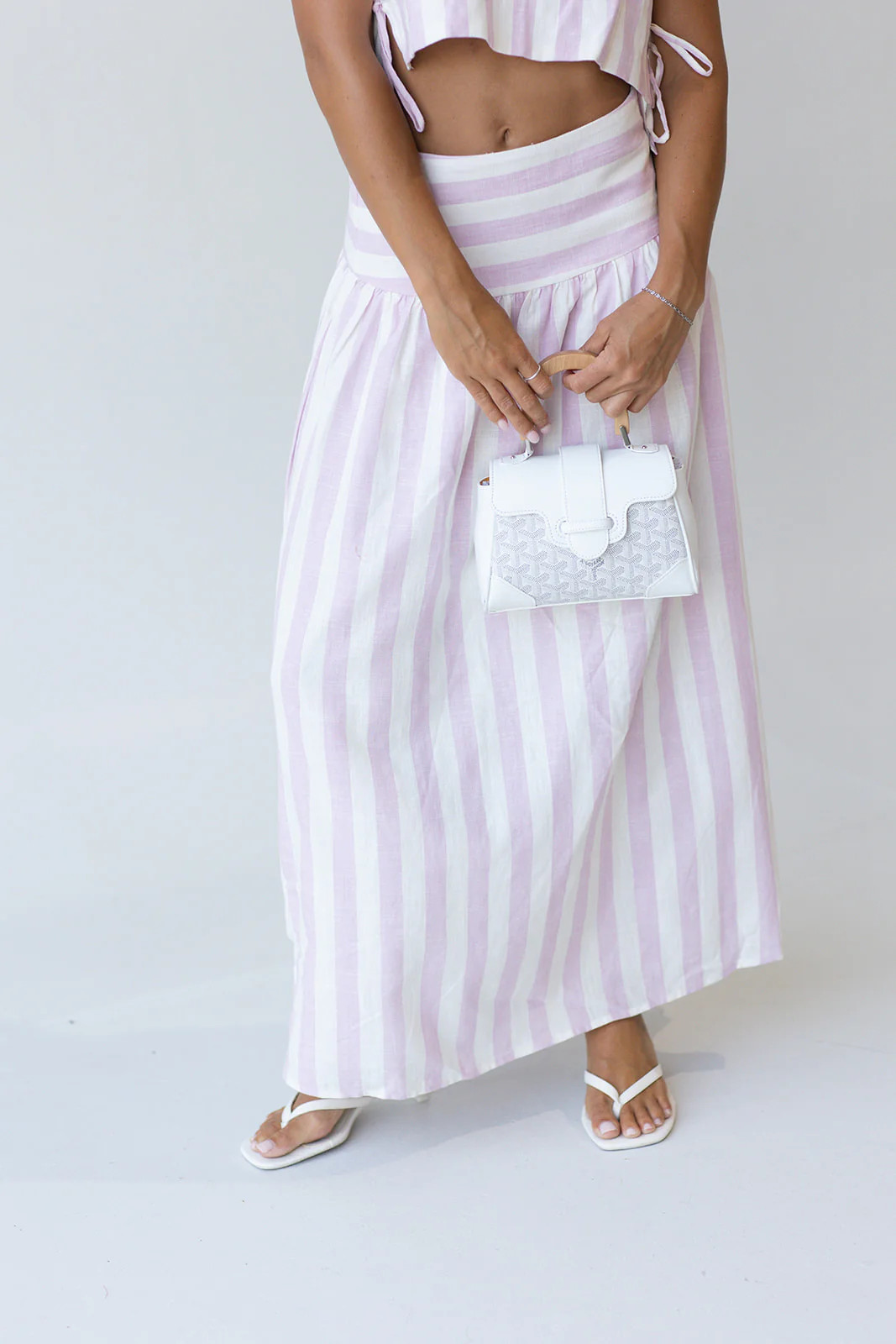 Grace Stripe Skirt - Pink/Off White | Fancyd Boutiqe