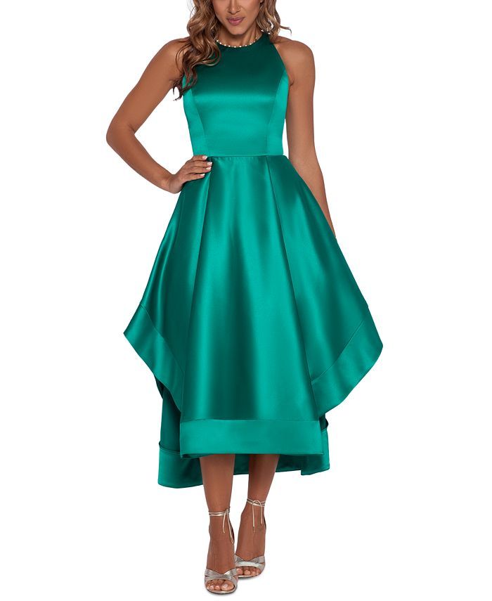 Satin High-Low Halter Dress | Macys (US)