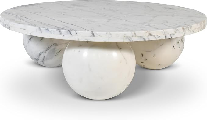 Meridian Furniture 264White-CT Spherical Collection Art Deco Coffee Table with Genuine Calacatta ... | Amazon (US)