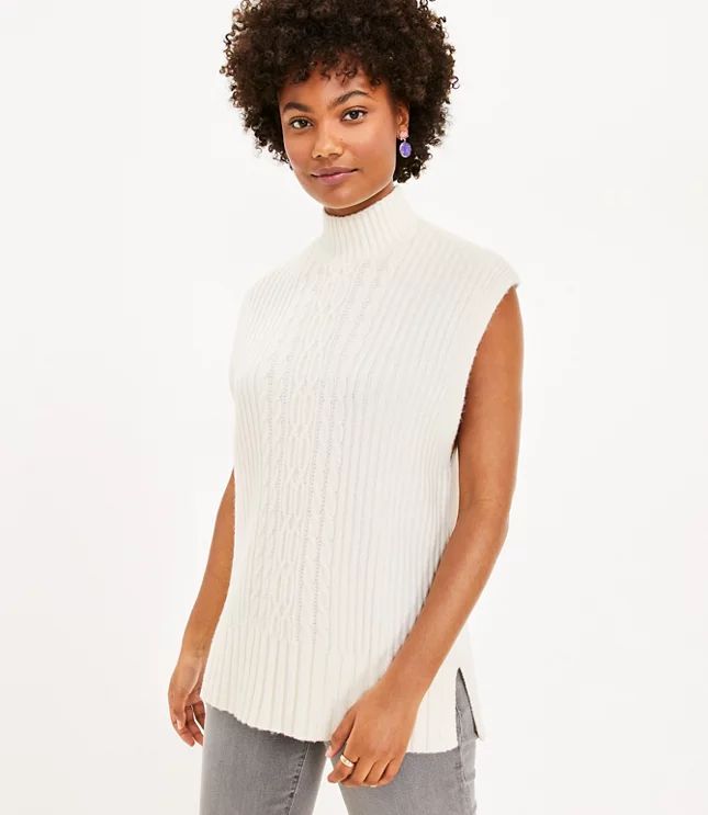 Cable Cap Sleeve Sweater | LOFT