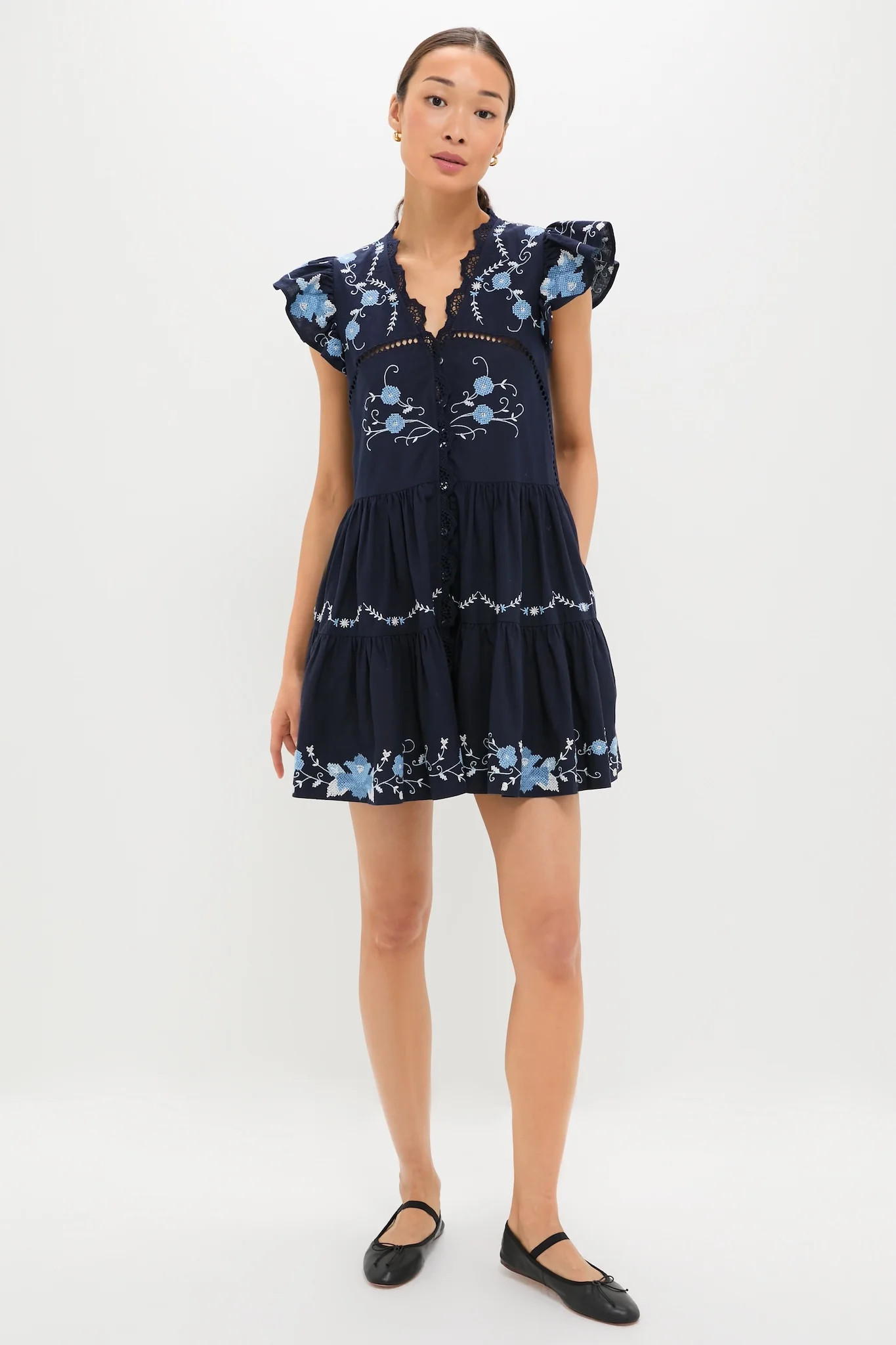 Exclusive Navy Edwina Embroidery Tunic Dress | Tuckernuck (US)