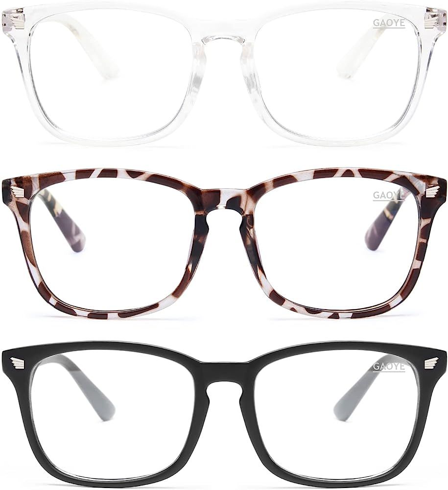Gaoye 3-Pack Blue Light Blocking Glasses, Fashion Fake Glasses Anti UV/Headache/Eyestrain Compute... | Amazon (US)