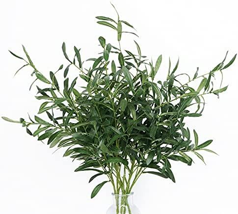 4 Pcs 43.3" Artificial Olive Branches Long Stems Silk Greenery Leaves Tall Fake Plant Greenery Br... | Amazon (US)