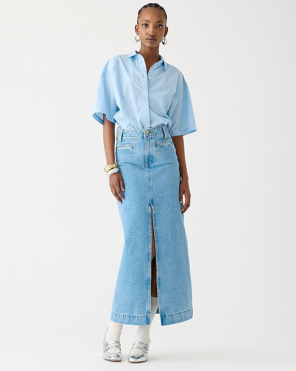 Denim maxi skirt in medium indigo wash | J. Crew US