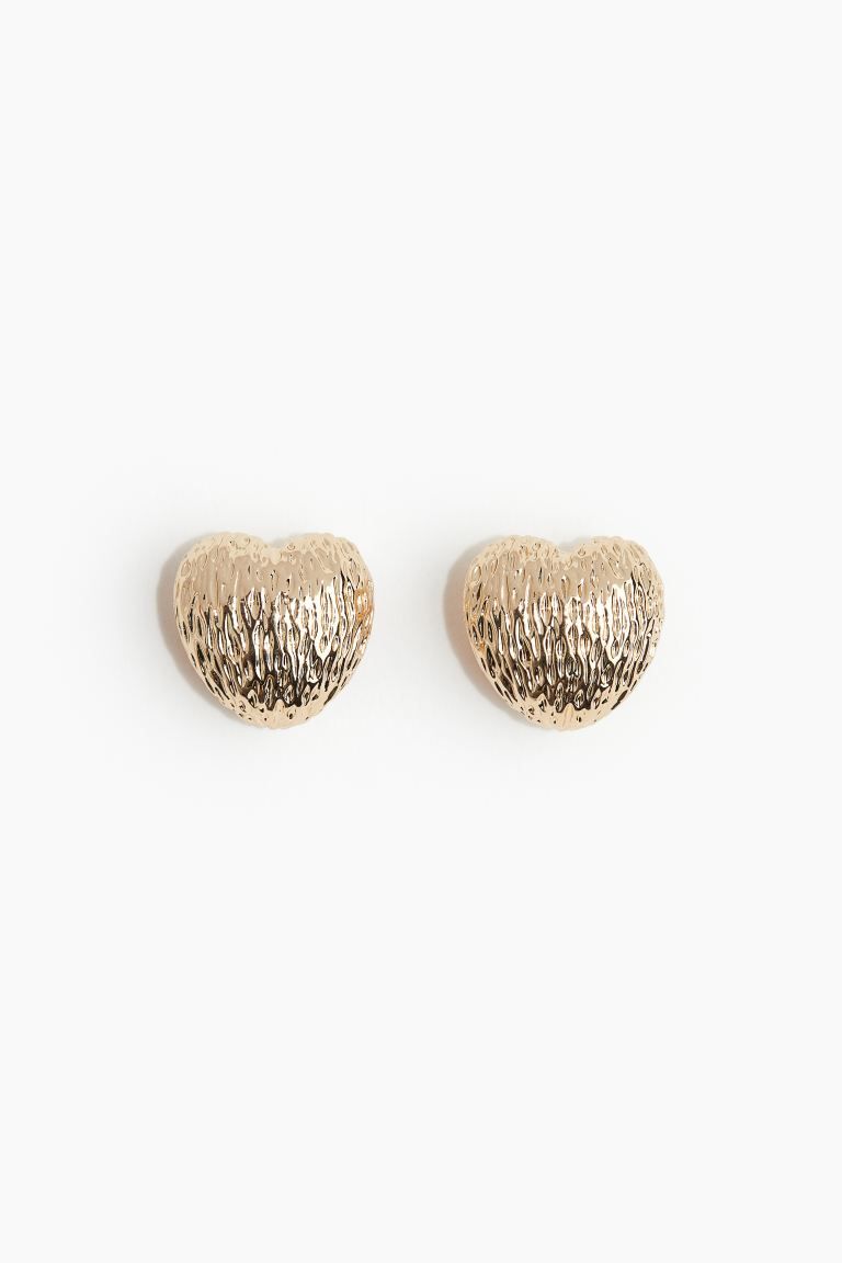 Heart-shaped Dome Earrings - Gold-colored - Ladies | H&M US | H&M (US + CA)