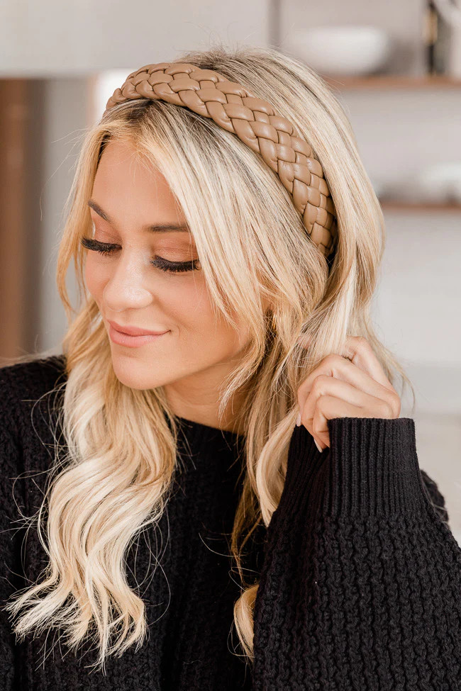 Someone Just Like Me Camel Braided Leather Headband | The Pink Lily Boutique