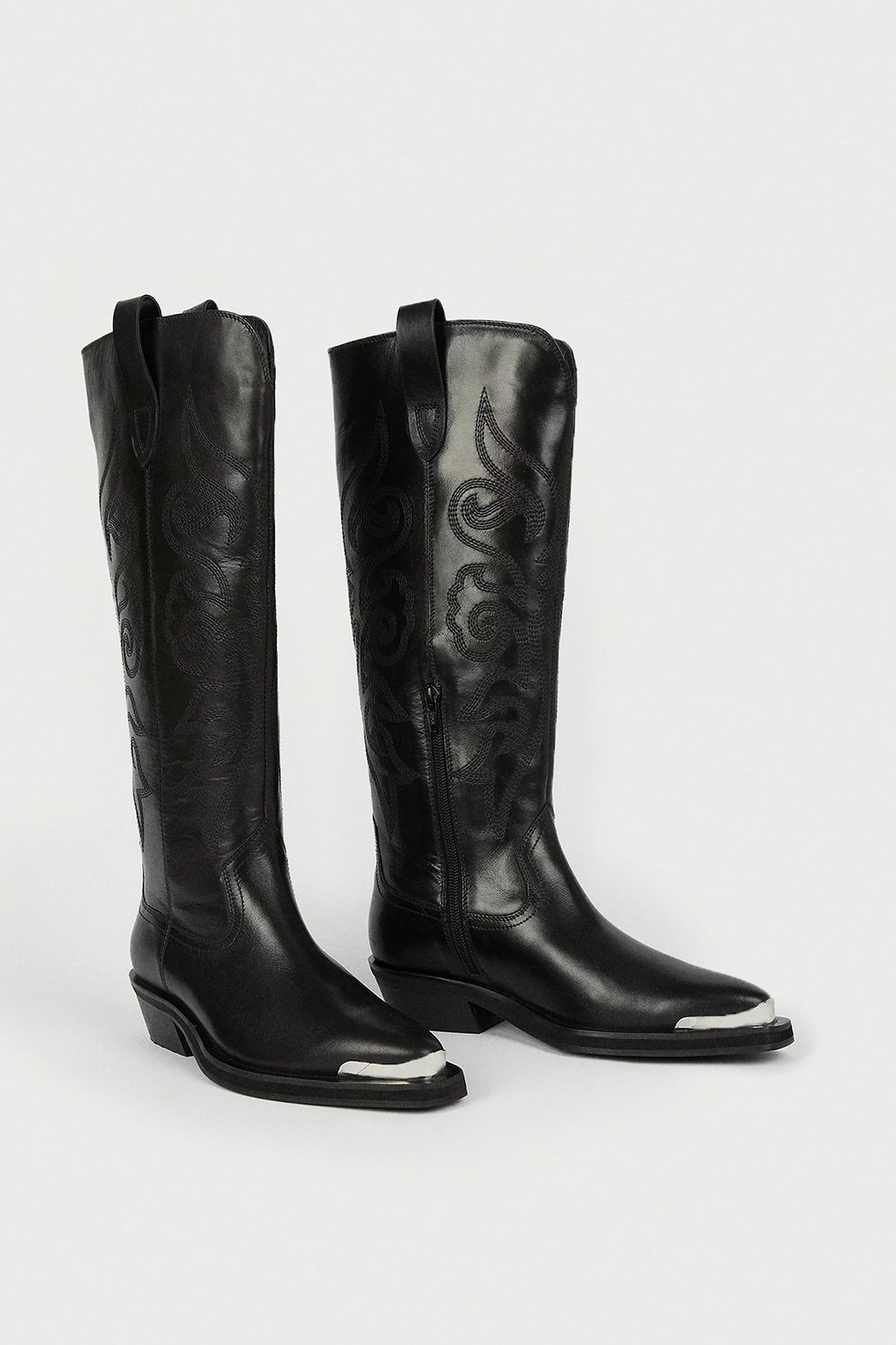 Real Leather Knee High Cowboy Toe Cap Boots | Warehouse UK & IE