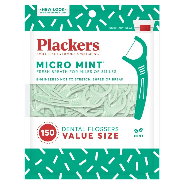 Plackers Micro Mint Dental Flossers, Fold-Out Toothpick, Super Tuffloss, Easy Storage with Sure-Z... | Walmart (US)