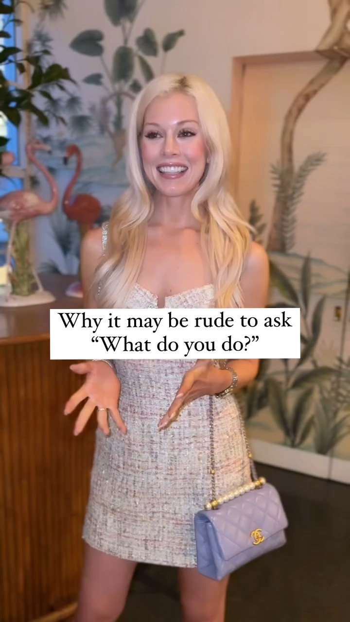 There are instances where this question is perfectly appropriate, like at a work related function, but even then, I wouldn’t recommend using it as an ice breaker.  Instead you might consider openers like “what brings you here/have you been here before/how do you know the host?” first. 

In a social or business setting, once the other person brings up work, you can consider that an open door to ask work related questions.  For example, if you ask someone how their weekend was, and they say they spent it on a big work project, chances are they are comfortable with some level of conversation about the project since they brought it up. 

dress: @mrselfportrait 
bag: @chanelofficial 
shoes: @badgleymischka 

#etiquette #socialgraces #kindness #communication