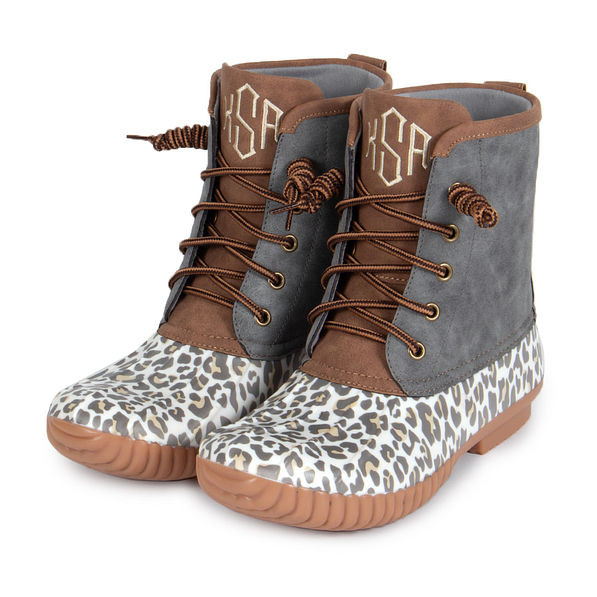 Monogrammed Leopard Duck Boots | Marleylilly