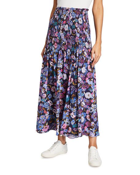 Tanya Taylor Nicolette Drop-Waist Floral-Print Maxi Skirt | Neiman Marcus