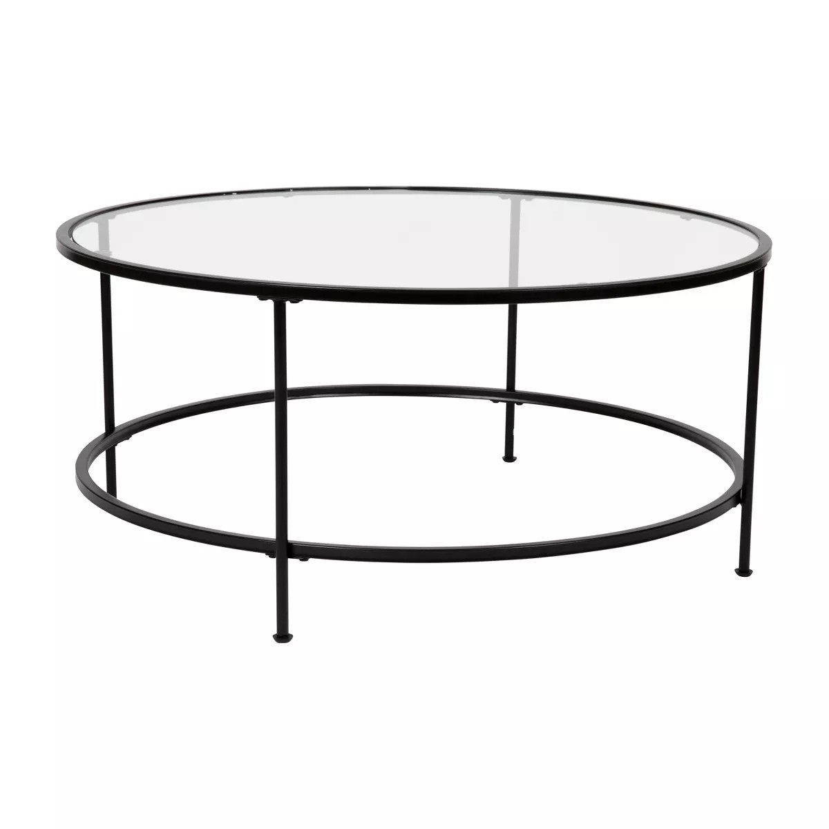 Emma and Oliver Glass Living Room Coffee Table with Round Metal Frame | Target