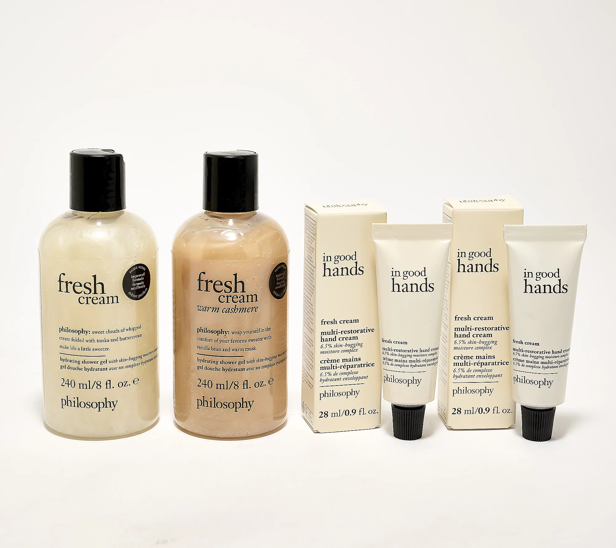 philosophy fresh cream & warm cashmere 4pc set | QVC