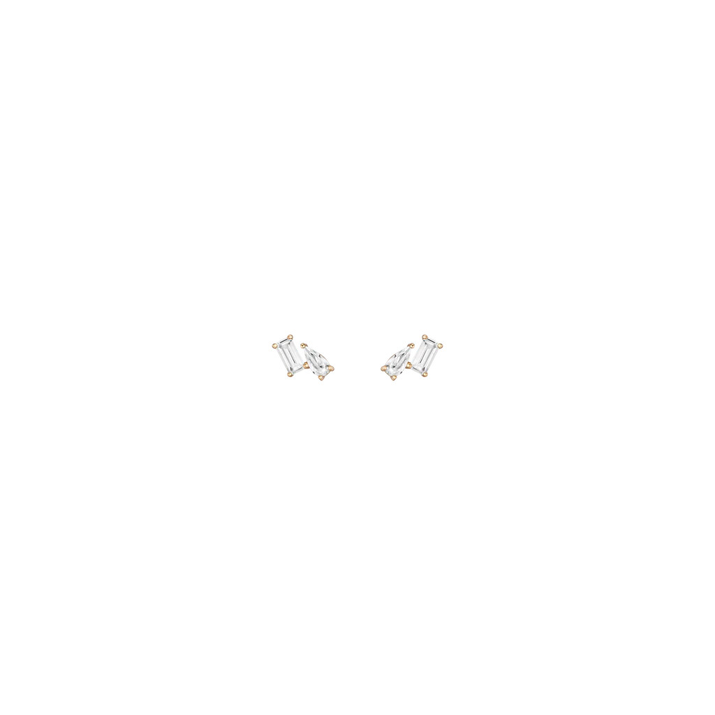 Lab Grown White Sapphire Toi et Moi Stud Earrings | AUrate New York