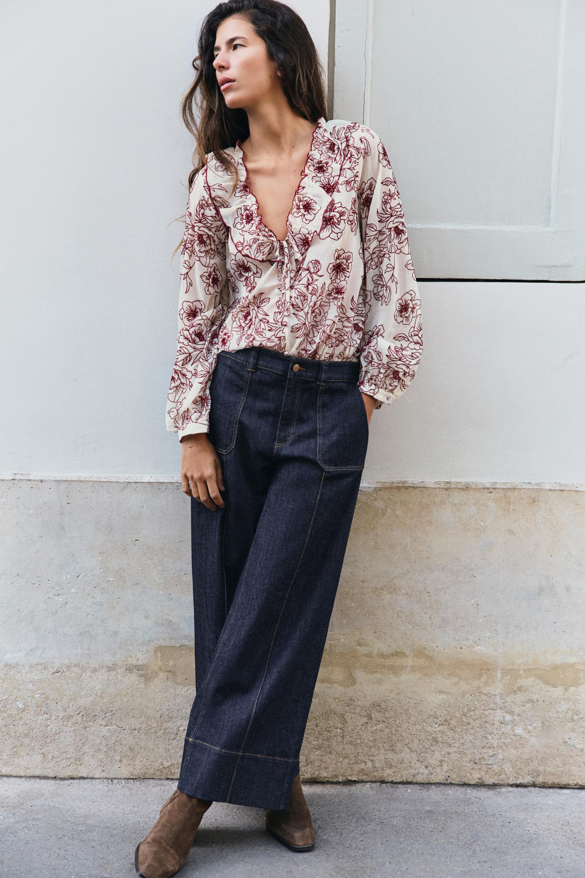 Zara - Z1975 Mid-Rise Culotte Jeans - Blue - S - Woman | Zara US
