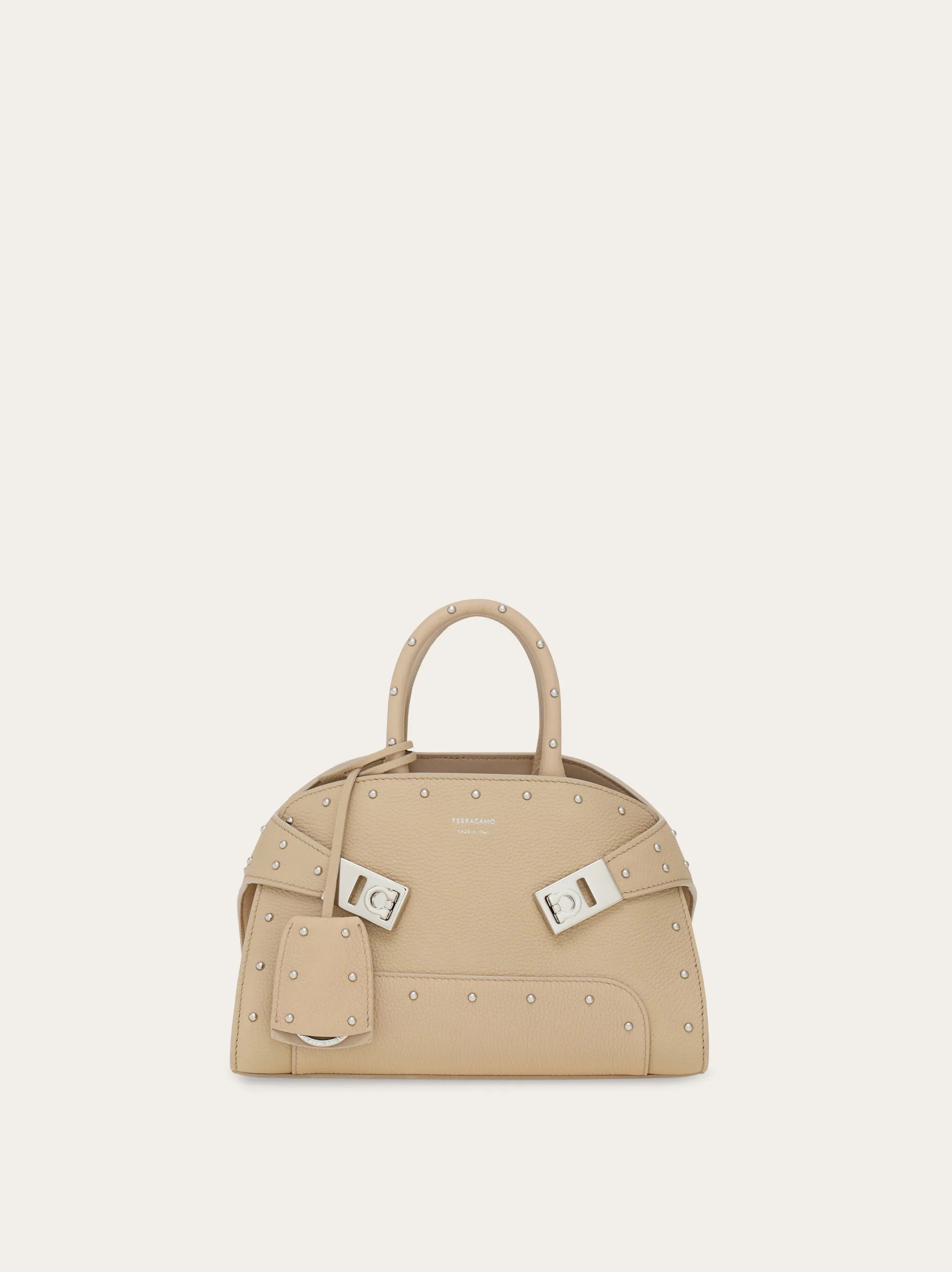 Ferragamo Women Hug handbag with studs (XS) Beige | Ferragamo