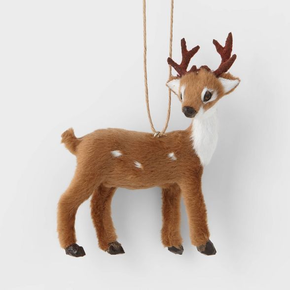 Faux Fur Deer Christmas Tree Ornament Dark Brown with Spots - Wondershop&#8482; | Target