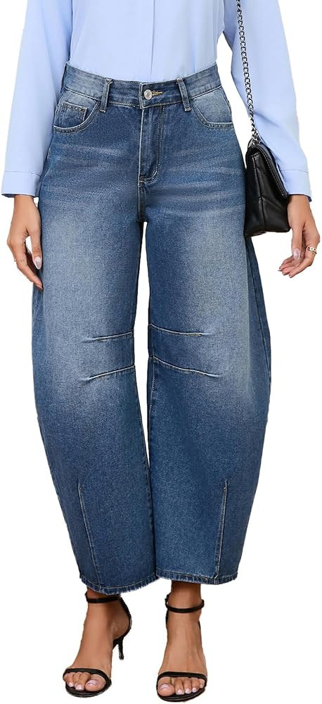 Barrel Jeans for Women Wide Leg Denim Pants Baggy Boyfriend Jeans | Amazon (US)