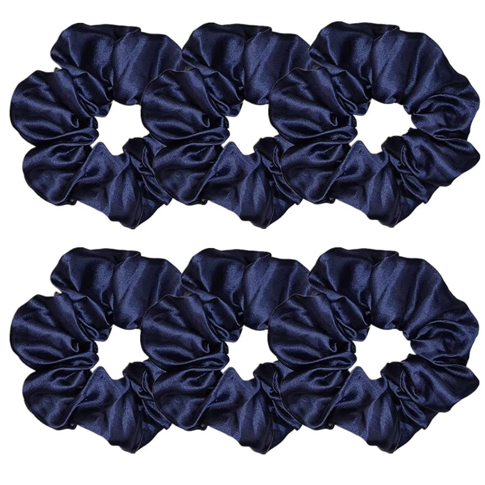 6 Pcs Satin Silk Scrunchies - Soft Hair Ties, Fashion Bands, Bows, Ropes, Elastic Bracelets, Pony... | Amazon (US)