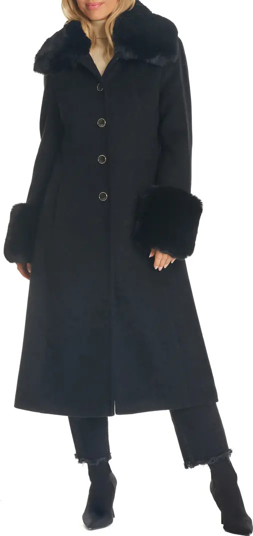 Vince Camuto Wool Blend Coat with Removable Faux Fur Collar and Cuffs | Nordstrom | Nordstrom