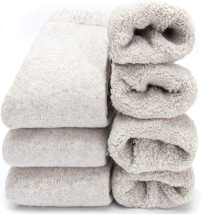 Mens Heavy Thick Wool Socks - Soft Warm Comfort Winter Crew Socks (Pack of 3/5),Multicolor,One Si... | Amazon (US)