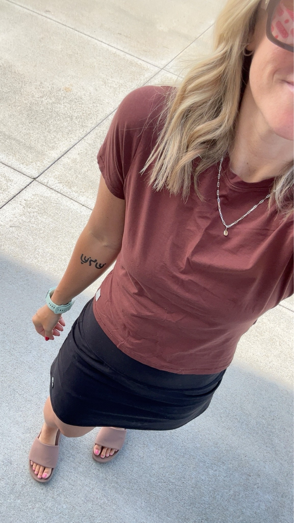 @Vuori US tee size small, skirt is a small LONG length - Sunday mom outfit!

#LTKmomlife #LTKootd #LTKActive
