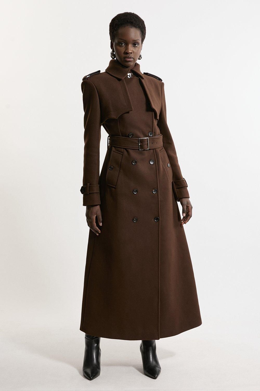 Italian Wool Tailored Belted Trench Coat | Karen Millen UK + IE + DE + NL