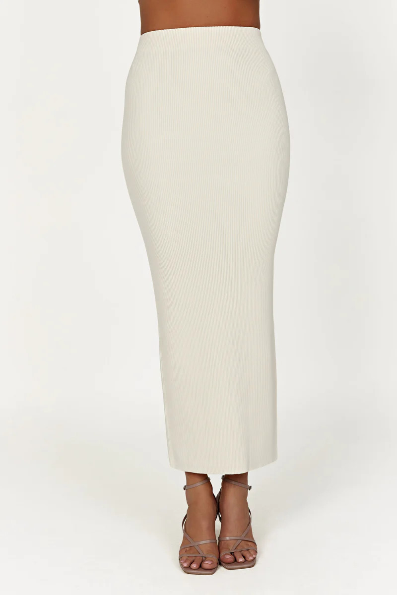 Kaesha Split Maxi Knitted Skirt - Bone | MESHKI US