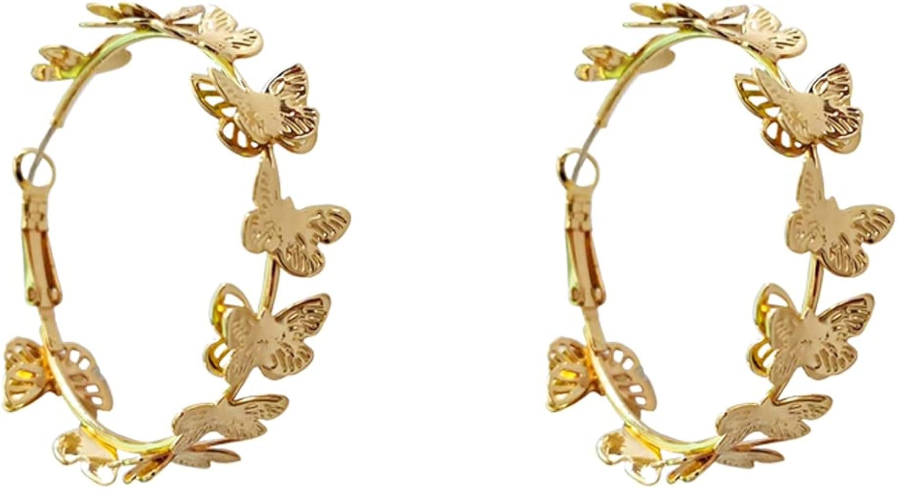 Butterfly Hoop Earrings for Women 925 Sterling Silver Post Stud Large Big Huggie Hoops Dangle Dro... | Amazon (US)