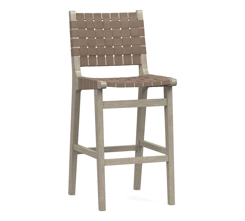 Fenton Woven Leather Stool | Pottery Barn (US)