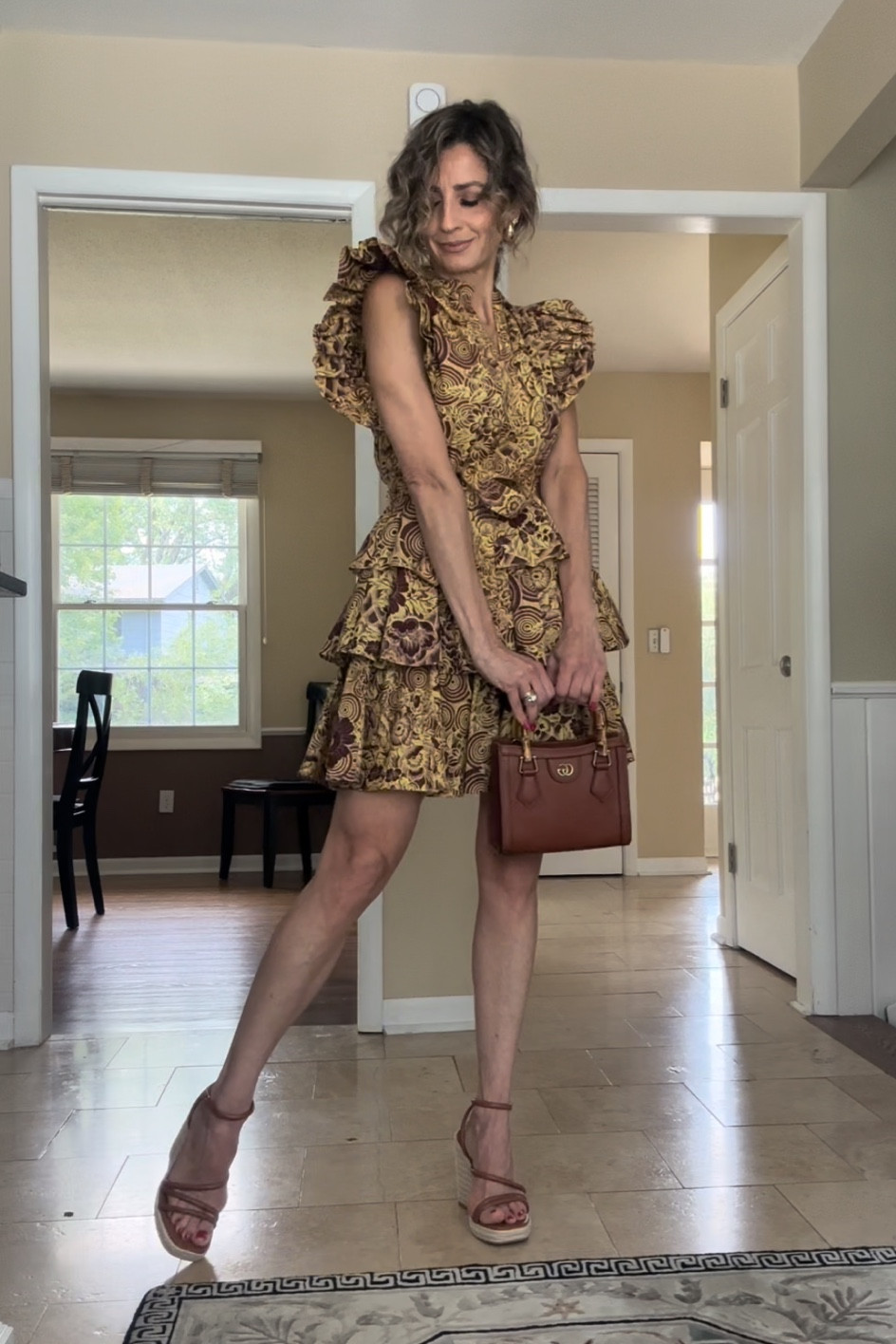 This dress is so pretty and feminine 🥰 this exact print is no longer available but I  linked other colors and similar styles from same brand Ulla Johnson 

These wedges are super comfortable and classic .

#LTKunder100 #LTKstyletip #LTKshoecrush