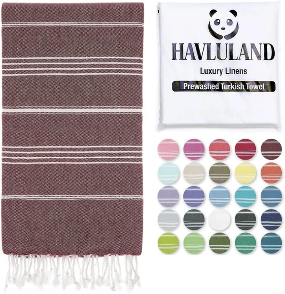 HAVLULAND Turkish Beach Towel 100% Cotton Oversized 71x39 Turkish Bath Towels Sand Free Beach Tow... | Amazon (US)