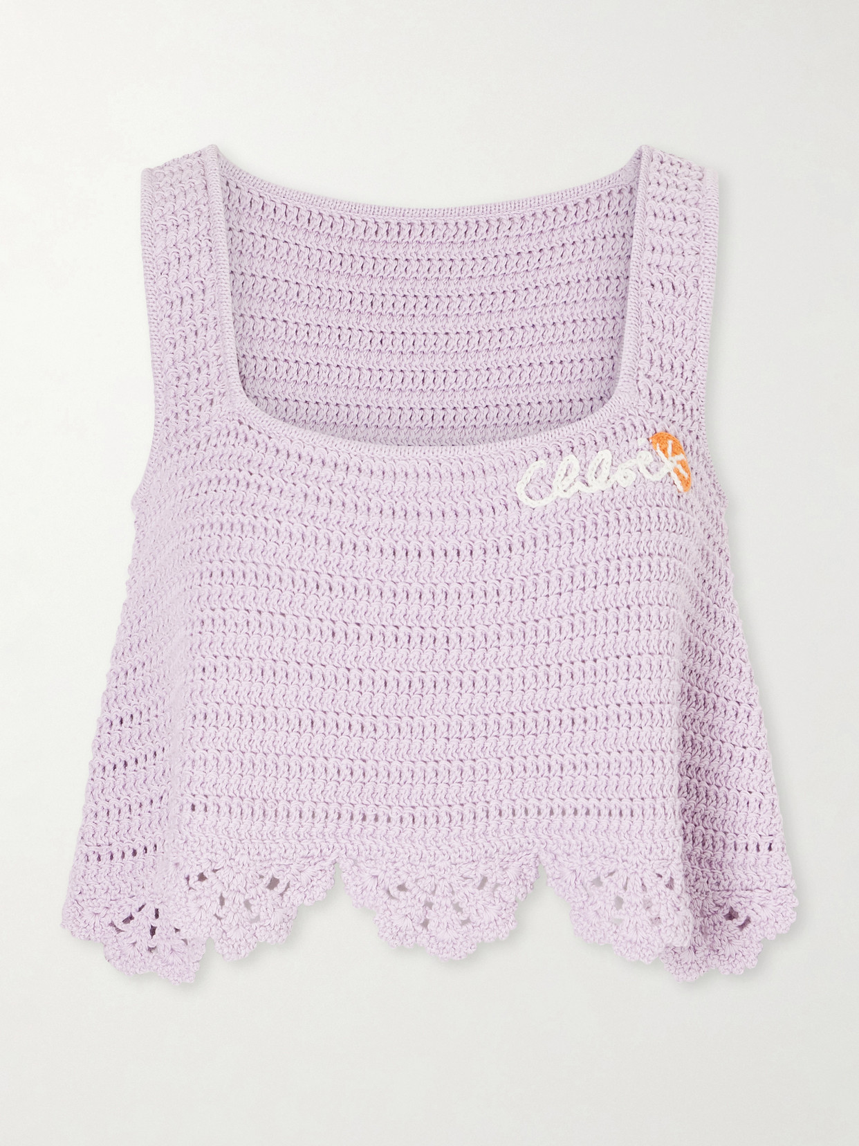 Chloé - Cropped Appliquéd Crocheted Cotton Top - Purple | NET-A-PORTER (US)