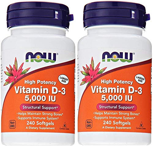 Now Foods Vitamin D3 5,000 IU, 240 softgels (Pack of 2) | Amazon (US)