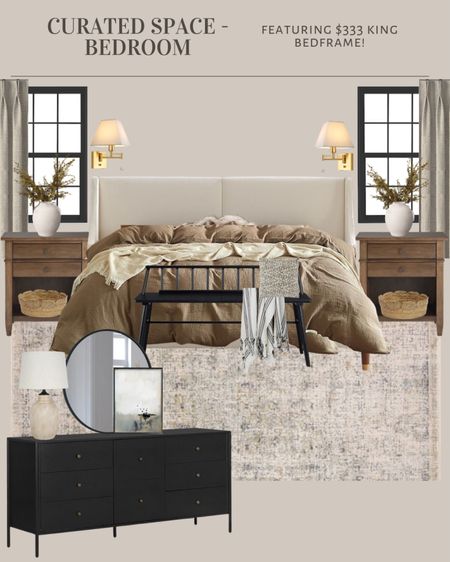 A curated bedroom space with calm and moody neutrals  

#LTKsalealert #LTKhome #LTKstyletip