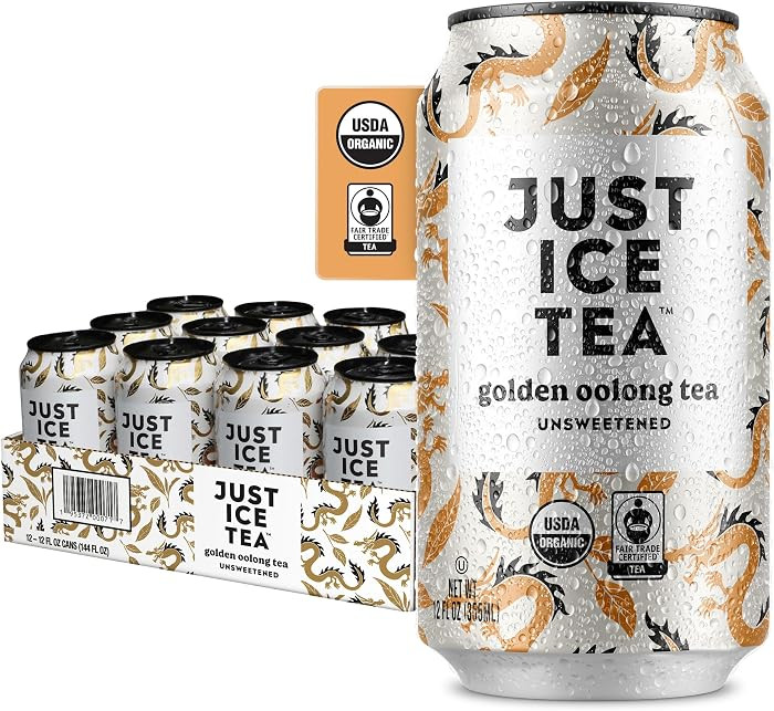 Just Ice Tea, Golden Oolong Iced Tea, 12-Pack (12oz Cans), Green Tea, USDA Certified Organic, Rea... | Amazon (US)