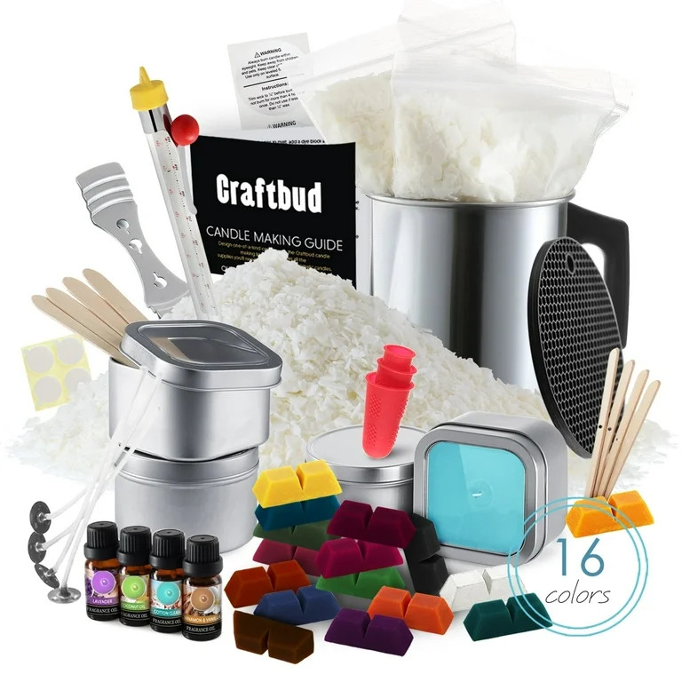 Craftbud Complete DIY Candle Making Kit for Adults, 2 lb. Soy Wax Flakes, Fragrances, Dye Blocks,... | Walmart (US)