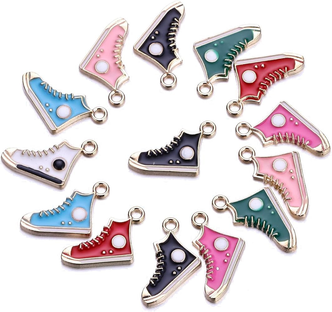 20pcs Enamel Cute Charms Mixed Color Shoes Shape Charms Pendant DIY Necklace Bracelet Earring for... | Amazon (US)