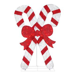 Home Accents Holiday 5 ft. Twinkling LED Candy Canes Holiday Yard Decoration 23RT14122112 - The H... | The Home Depot