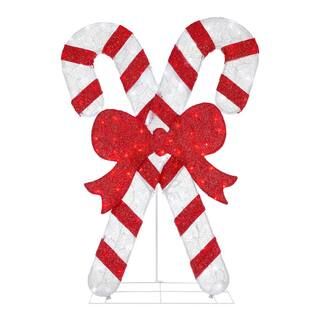 Home Accents Holiday 5 ft. Twinkling LED Candy Canes Holiday Yard Decoration 23RT14122112 - The H... | The Home Depot