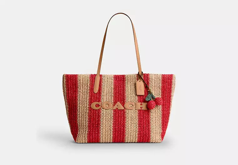 City Tote Bag With Stripes And Charm | Bags | Coach | COACH® | Coach (US)