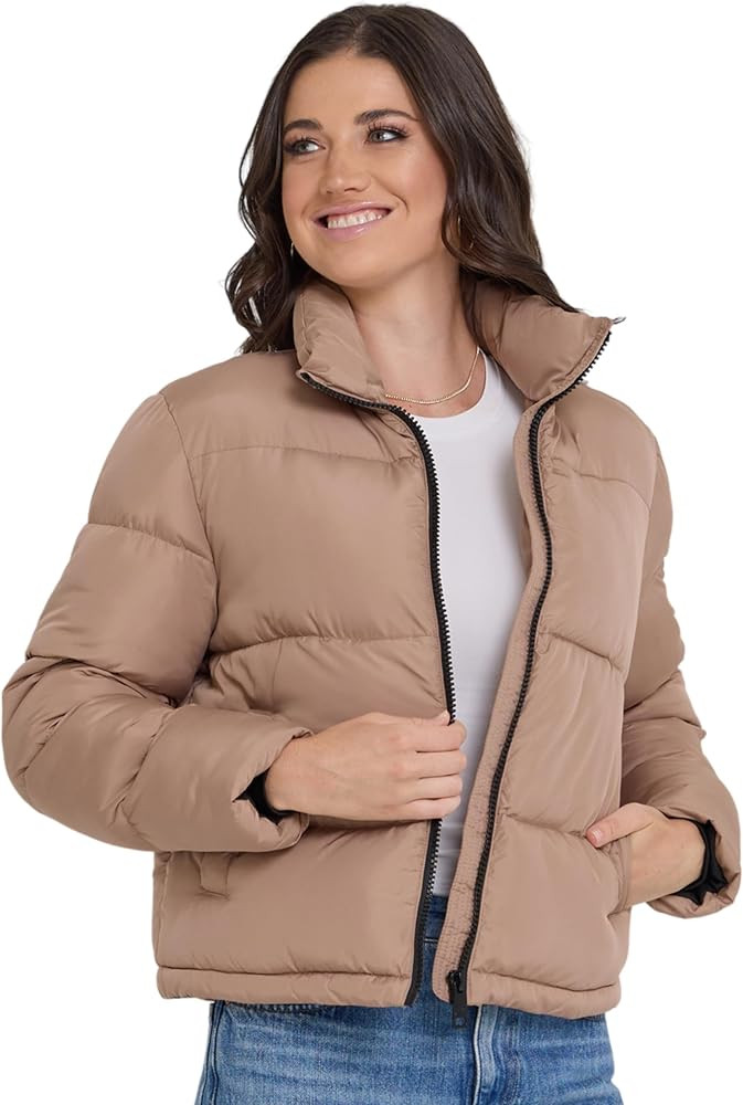 Steve Madden Cropped Puffer Jacket, Warm Winter Coats for Women, Trendy Cute Winter Jackets for W... | Amazon (US)