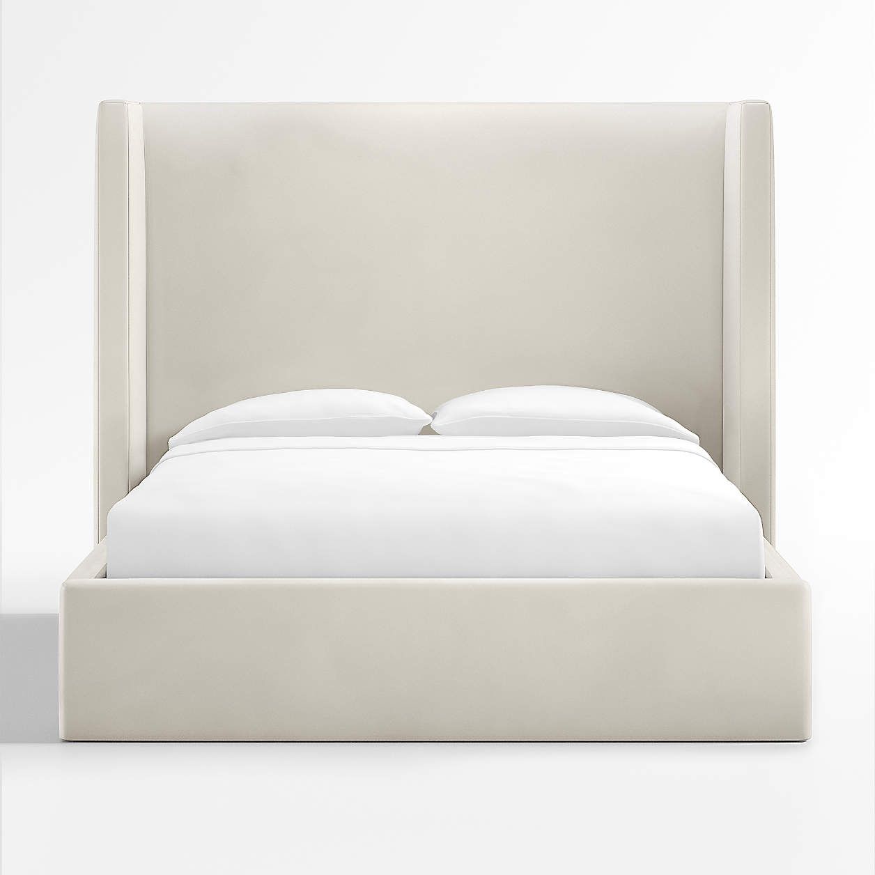 Arden Linen Oyster Grey Upholstered Queen Bed with 52" Headboard + Reviews | Crate & Barrel | Crate & Barrel